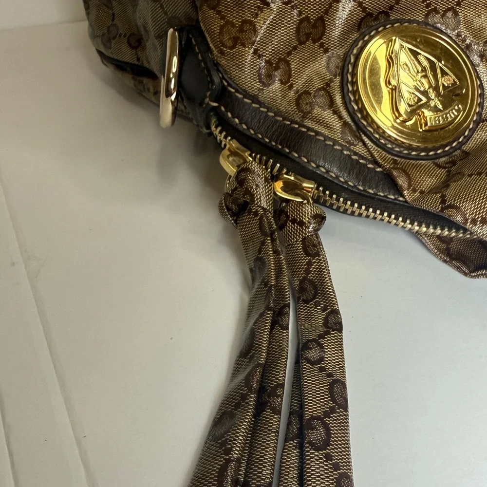 Gucci Beige/Brown GG Crystal Canvas Large Hysteria Hobo - Picture 8 of 14